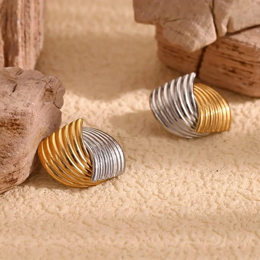 Textured Two -Tone Swirl Earrings
