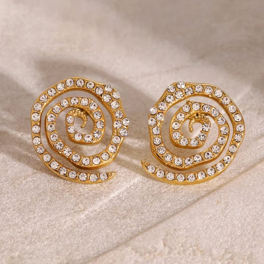 "Celestial Swirl :Crystal -encrusted spiral studs"