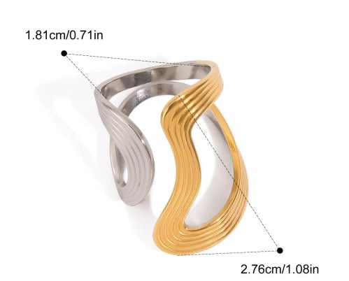 Molten Trio - Mixed Metal Wave Ring Set