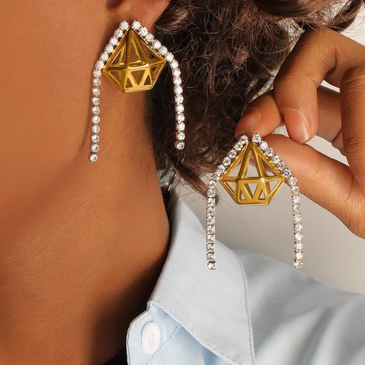 Geometric Glam Diamond- Cut earrings