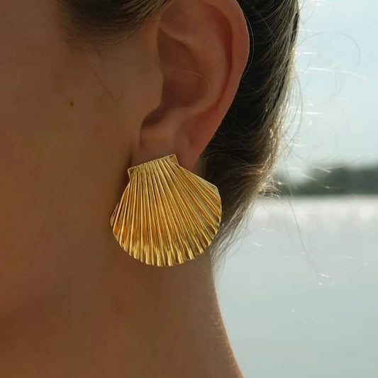 Gold shell Statement earrings
