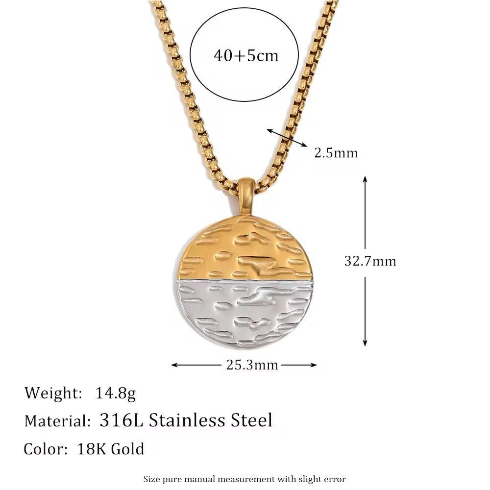 Gold & Silver Horizon Medallion Necklace – 18K Plated Stainless Steel