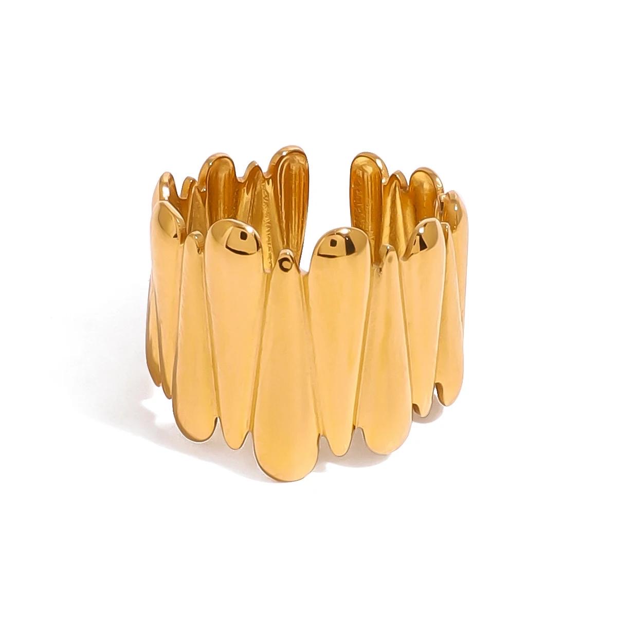 "Gold Sculptural Ridge Ring -Bold Statement Piece"