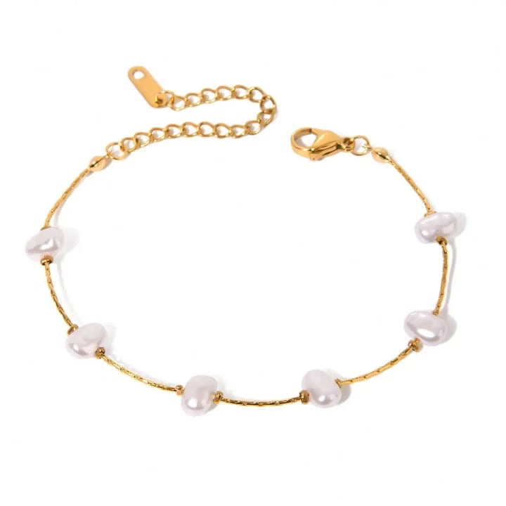 Golden Thread Freshwater Pearl Bracelet - Minimal Elegance
