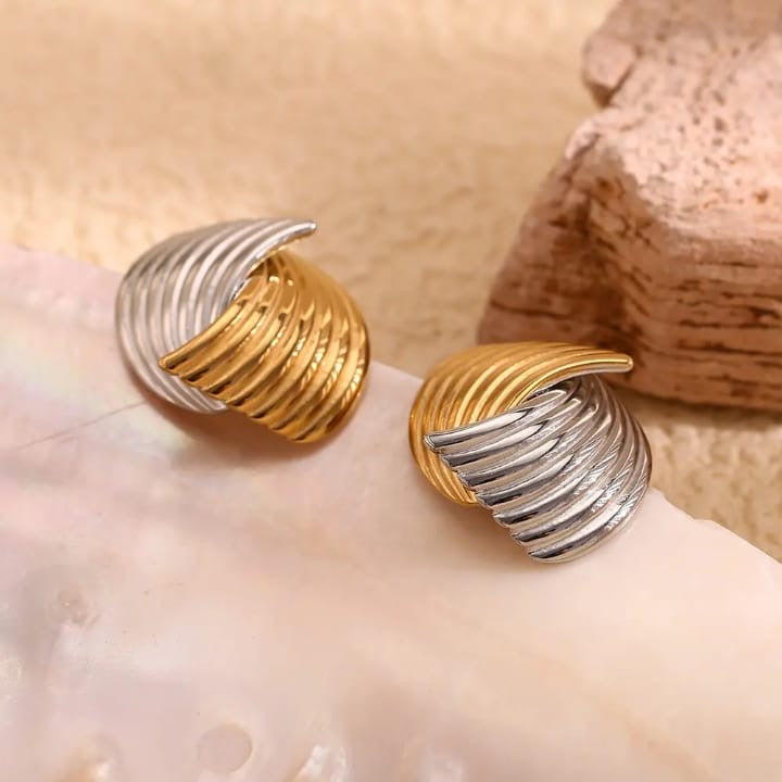 Textured Two -Tone Swirl Earrings