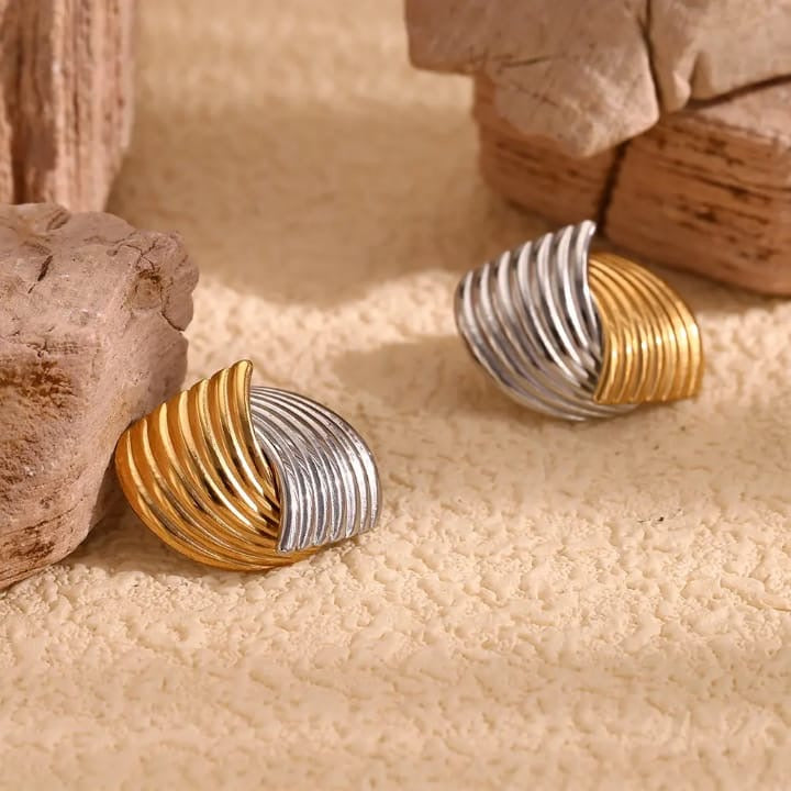 Textured Two -Tone Swirl Earrings