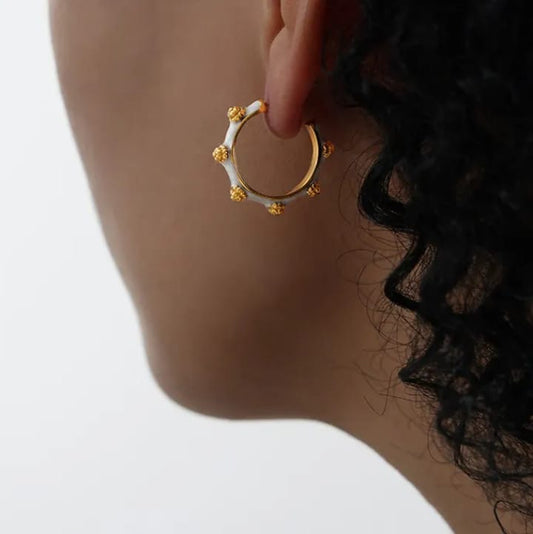 White & Gold Hoops