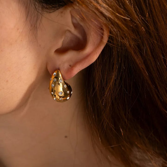 Golden Teardrop with Crystal Accents