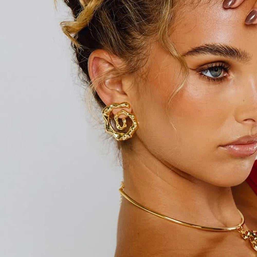 Twisted luxe statement Earring- silver & gold
